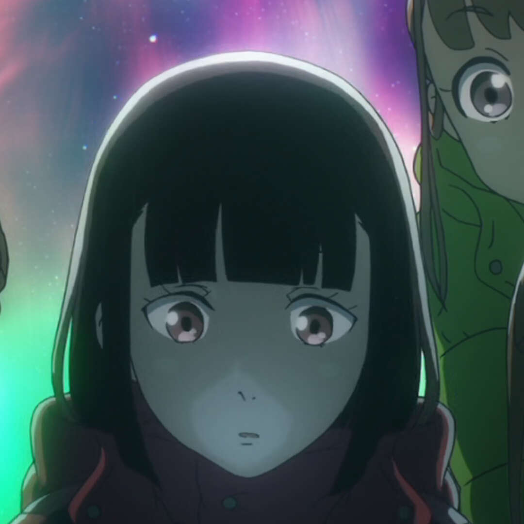The girls with the southern lights in the background